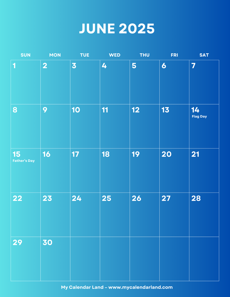 June 2025 calendar – my calendar land