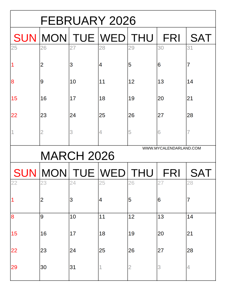 calendar-february-and-march-free