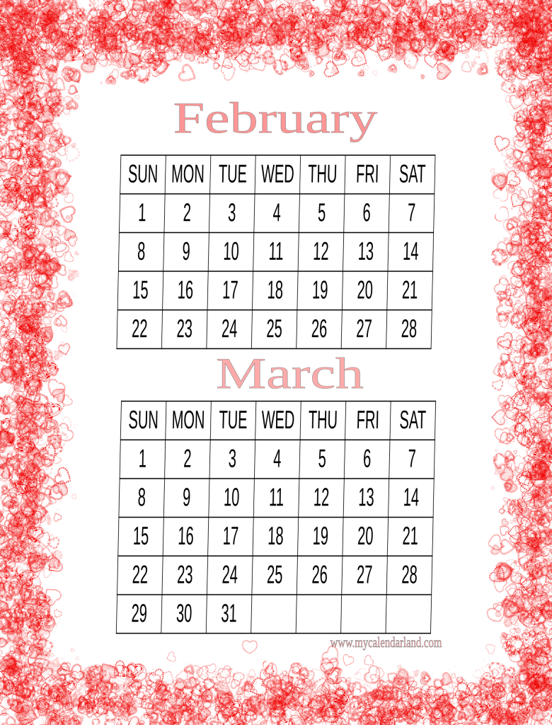 decorative-feb-mar-2026-calendar-printable