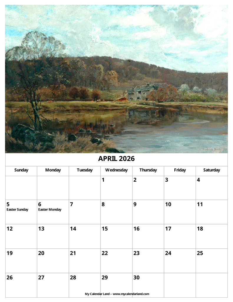 free-calendar-april-2026-vintage