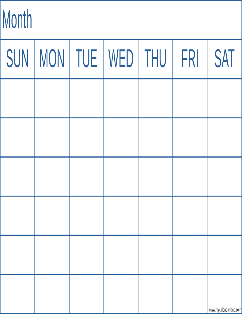 empty calendar template printable blue