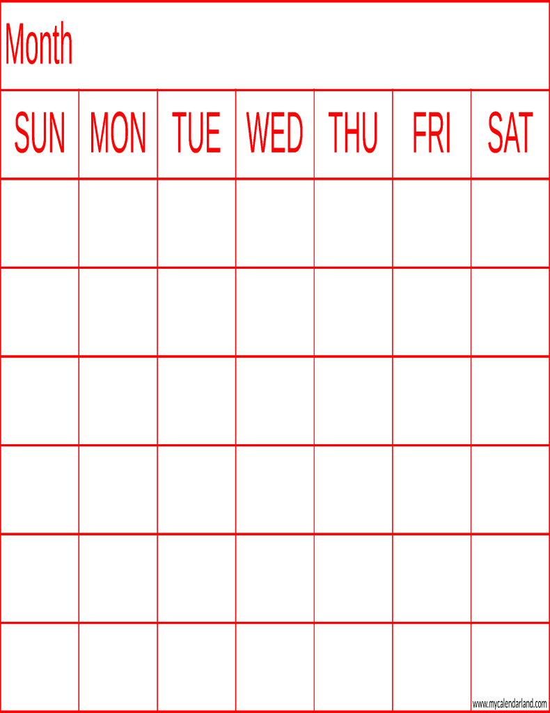red calendar tremplate six weeks