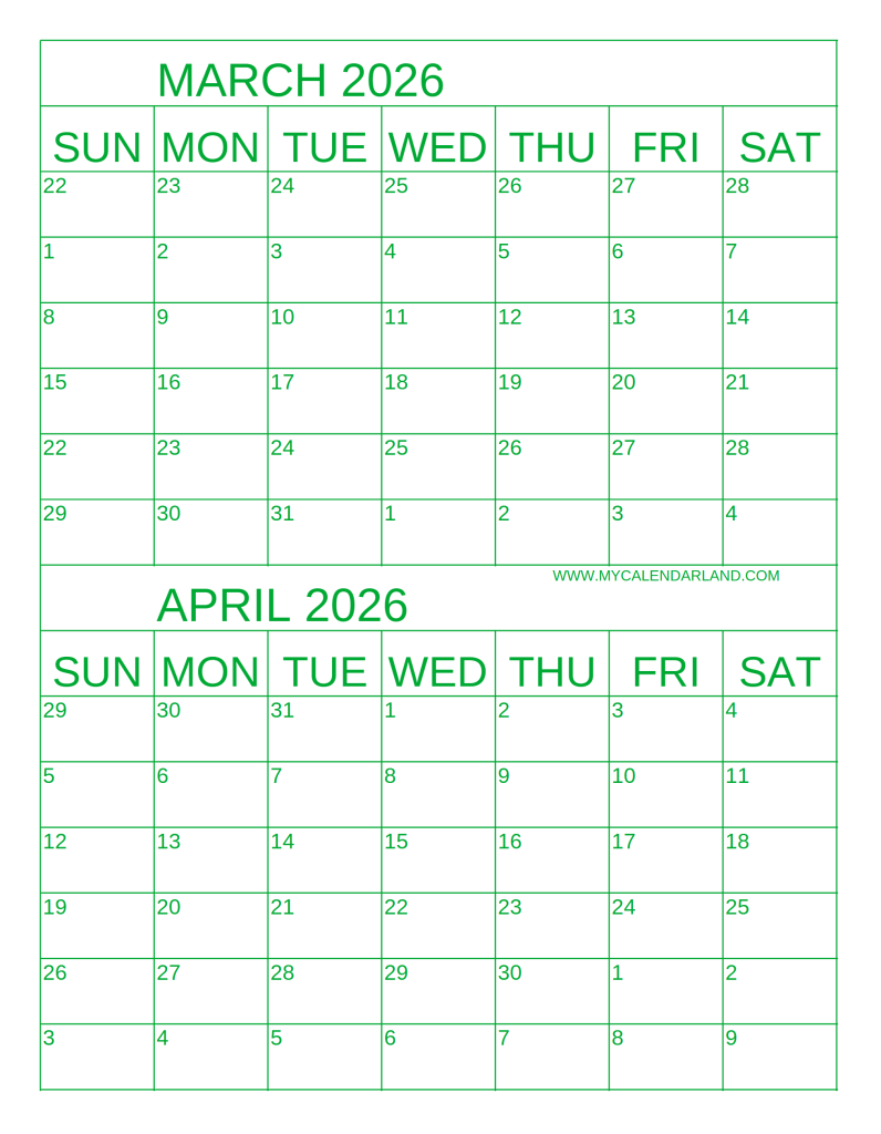green-march-to-april-calendar