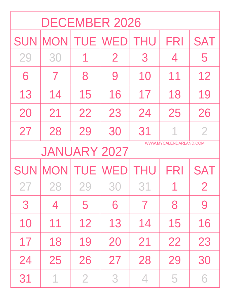 two-month-december-january-calendar-pink